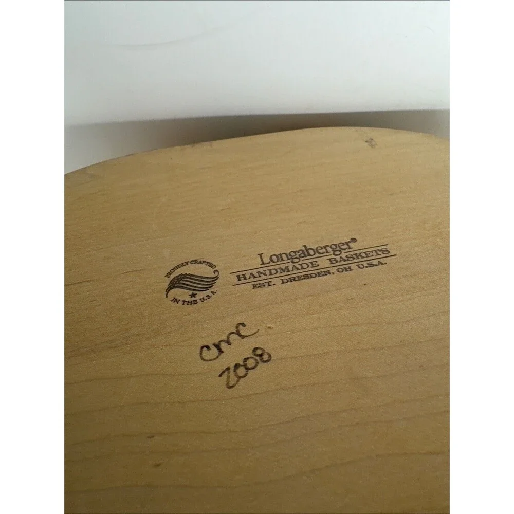 Longaberger 2008 Whitewashed Large Easter Basket With Lid, Protector and Liner